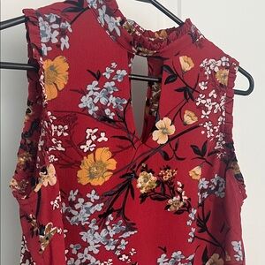 Faith and Joy Red Floral Blouse